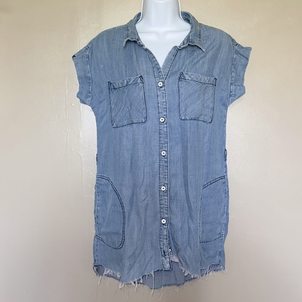 VELVET HEART OVERSIZED MINI FRAYED DRESS SIZE S